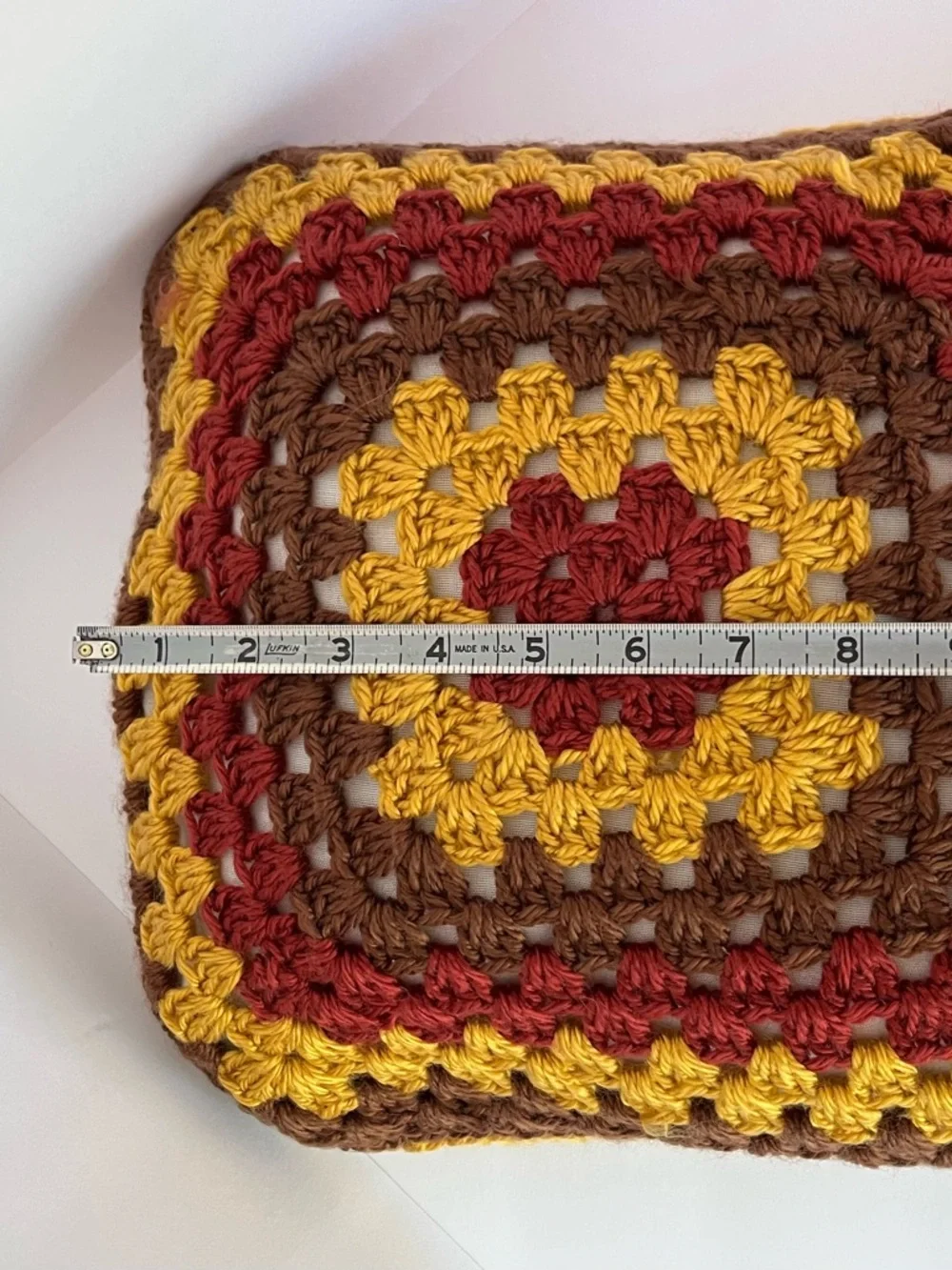 Handmade Crochet Knit Pillow Boho Granny Retro Multicolored 12x12 Reversible